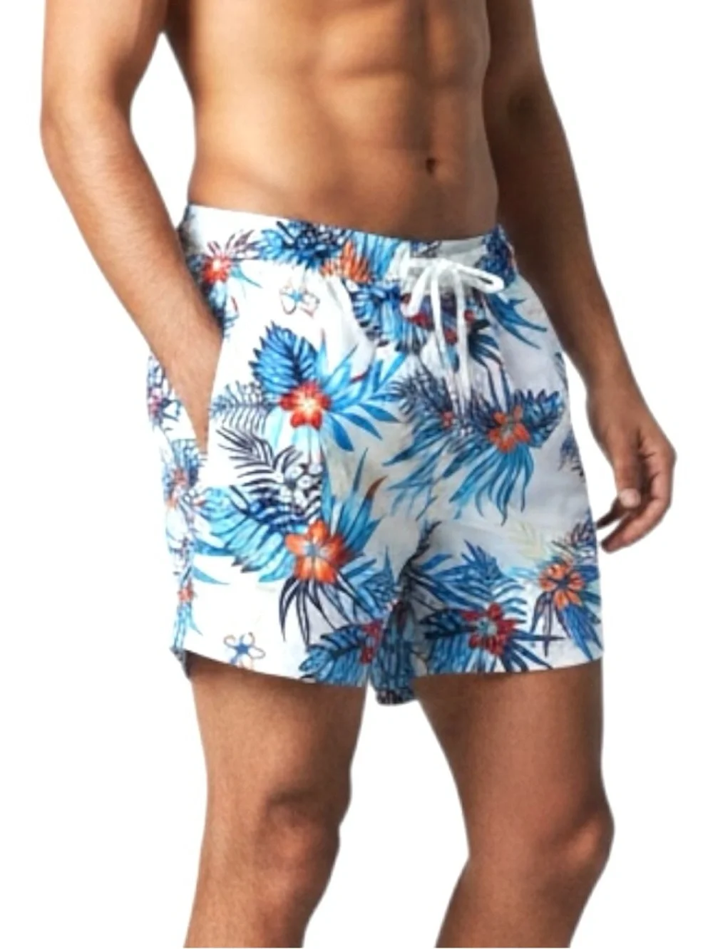 Maamgic Swim Trunks Tropical Hawaiian Liner Stretch Quick Dry Zip/Pockets Sz M